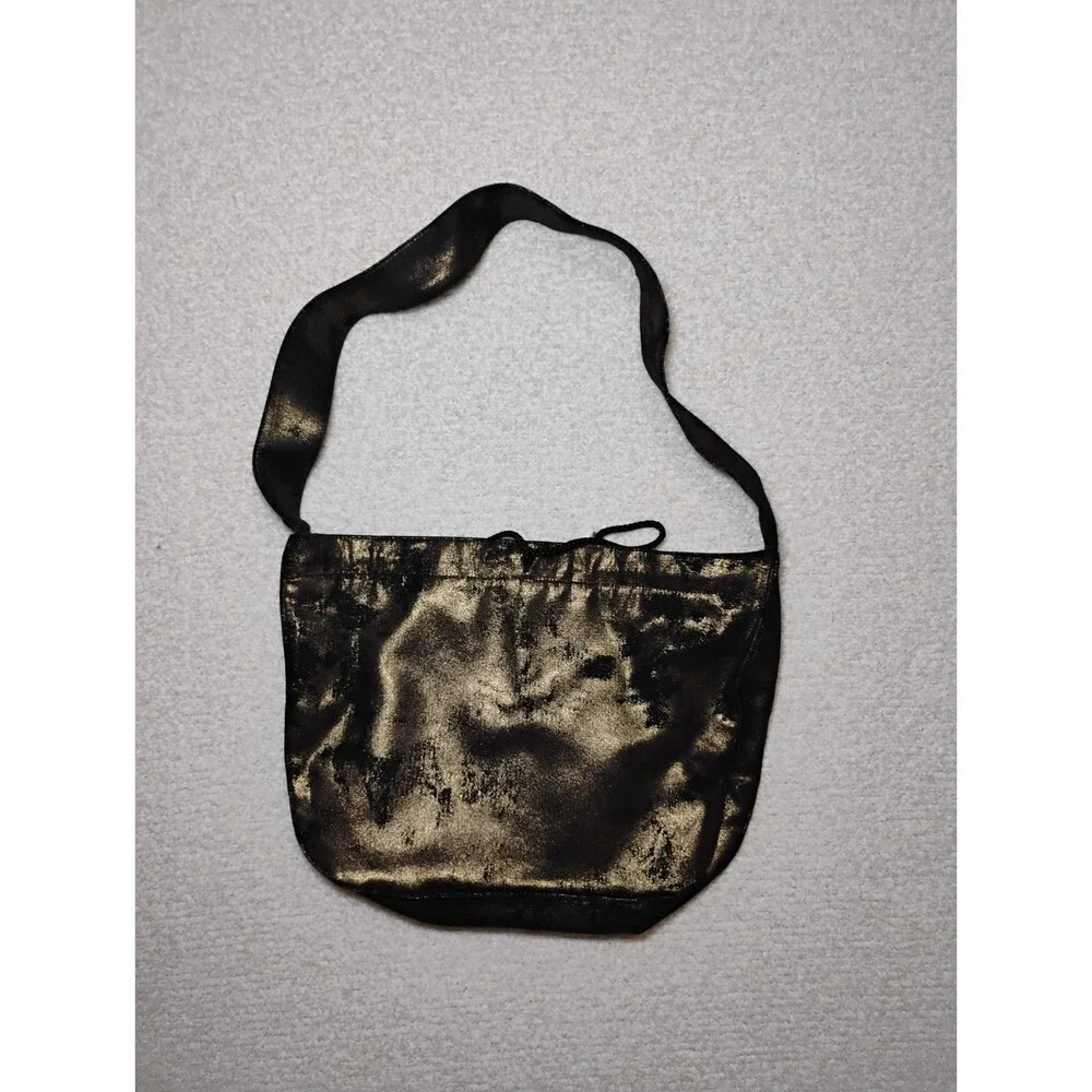 Metallic Gold Sack Shoulder Bag Edgy Disco Glam Rock
